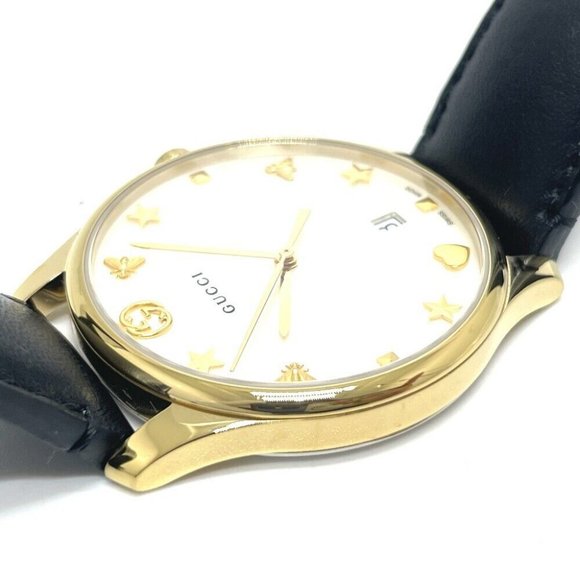GUCCI Quartz date Watches SS / Leather belt Gold/Black belt main image 4